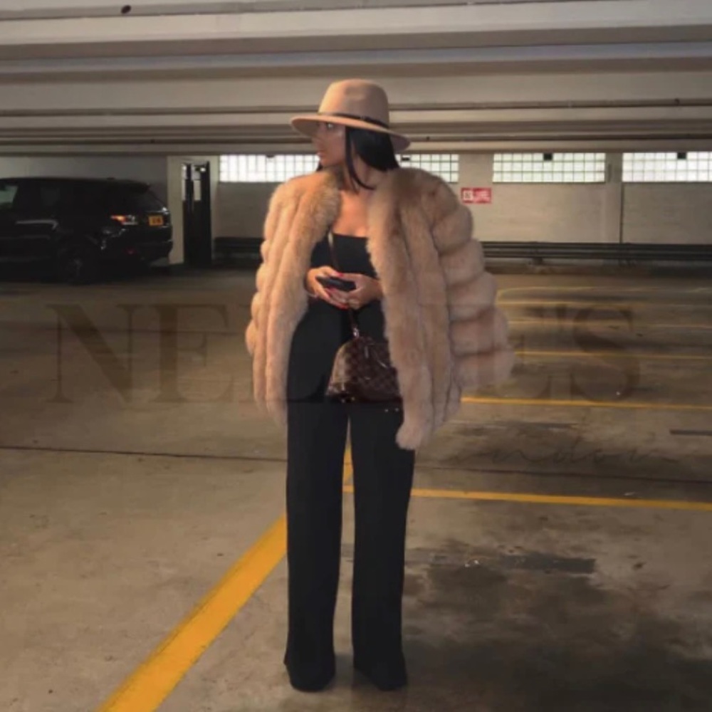 Real Fox Fur Jacket Coat Nellie’s London Nellie Studio Nanci Coat S Camel Brown